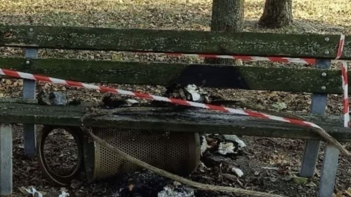 Cotignola, vandali danno fuoco a rifiuti accumulati sotto una panchina nel parco di via Drei